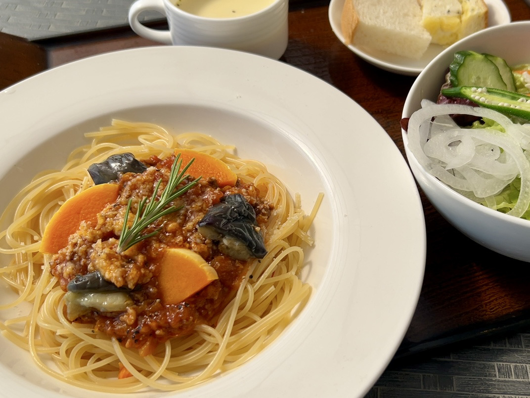 秋のミートソースパスタ